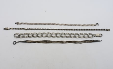 (4) STERLING CHAIN BRACELETS - LIQUID STERL