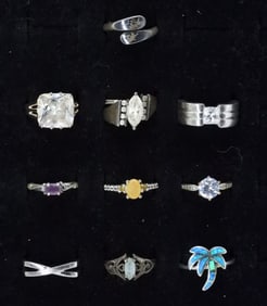 (11) STERLING GEMSTONE RINGS