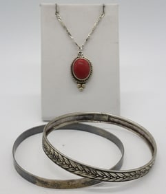 STERLING TAXCO PENDANT & BRACELETS