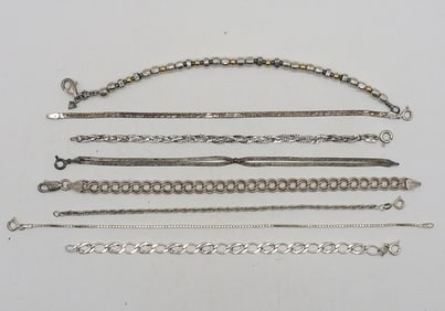 (8) STERLING CHAIN BRACELETS