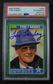 1989 SCORE TOM LANDRY AUTOGRAPH PSA