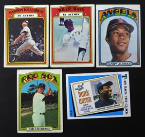 (5) BASEBALL STAR CARDS - MAYS, YAZ,