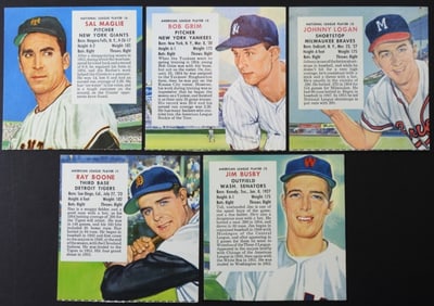 (5) 1955 RED MAN BASEBALL CARDS No Tabs