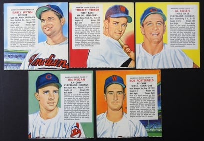 (5) 1955 RED MAN BASEBALL CARDS No Tabs