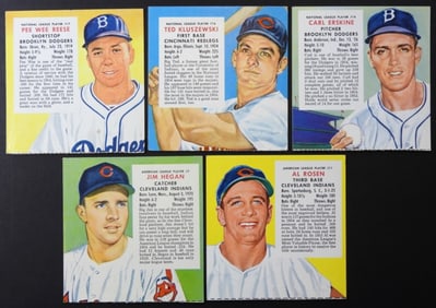 (5) 1955 RED MAN BASEBALL CARDS No Tabs