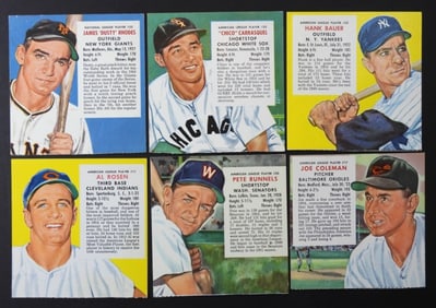 (6) 1955 RED MAN BASEBALL CARDS No Tabs