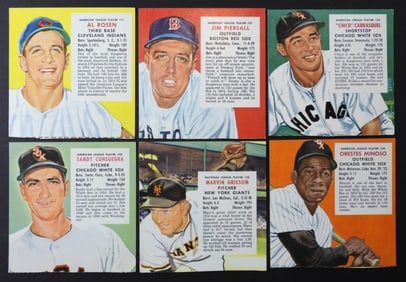 (6) 1955 RED MAN BASEBALL CARDS No Tabs