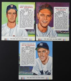 (3) 1954 RED MAN BASEBALL with TABS