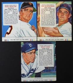 (3) 1954 RED MAN BASEBALL with TABS