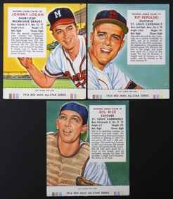 (3) 1954 RED MAN BASEBALL with TABS