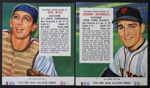 (2) 1954 RED MAN BASEBALL with TABS