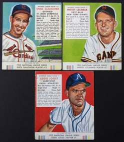 (3) 1953 RED MAN BASEBALL CARDS w/TABS