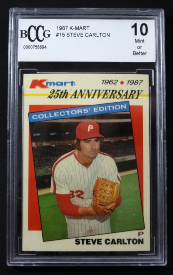 1987 K-MART- #15 STEVE CARLTON: 1987- K-MART- #15 STEVE CARLTON- BCCG- 10 MINT. PREOWNED.