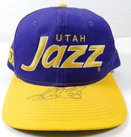 KARL MALONE SIGNED JAZZ HAT / CAP