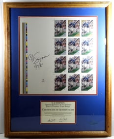 O.J SIMPSON SIGNED  UNCUT TRADING CARD SHEET