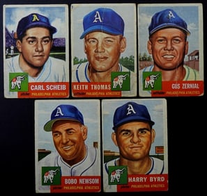 (5)1953 TOPPS-PHILADELPHIA ATHLETICS