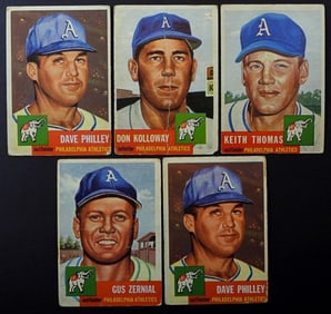 (5)1953 TOPPS-PHILADELPHIA ATHLETICS