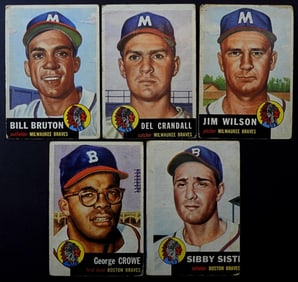 (5)1953 TOPPS- MILWAUKEE BRAVES