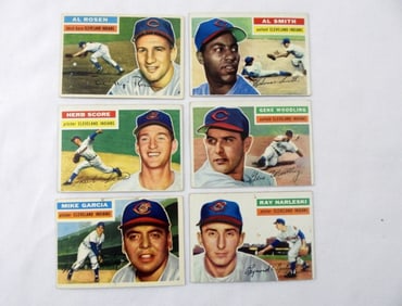 1956 CLEVELAND INDIANS TOPPS CARD LOT (6)