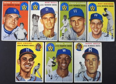 (7)1954 TOPPS-SENATORS & BRAVES