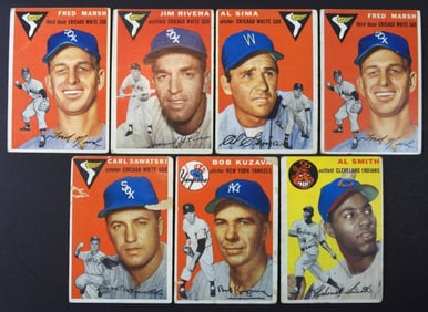 (7)1954 TOPPS- WHITE SOX, YANKEES, INDIAN