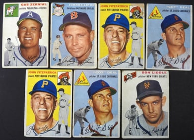 (7)1954 TOPPS- ASSORTED TEAMS & PLAYERS