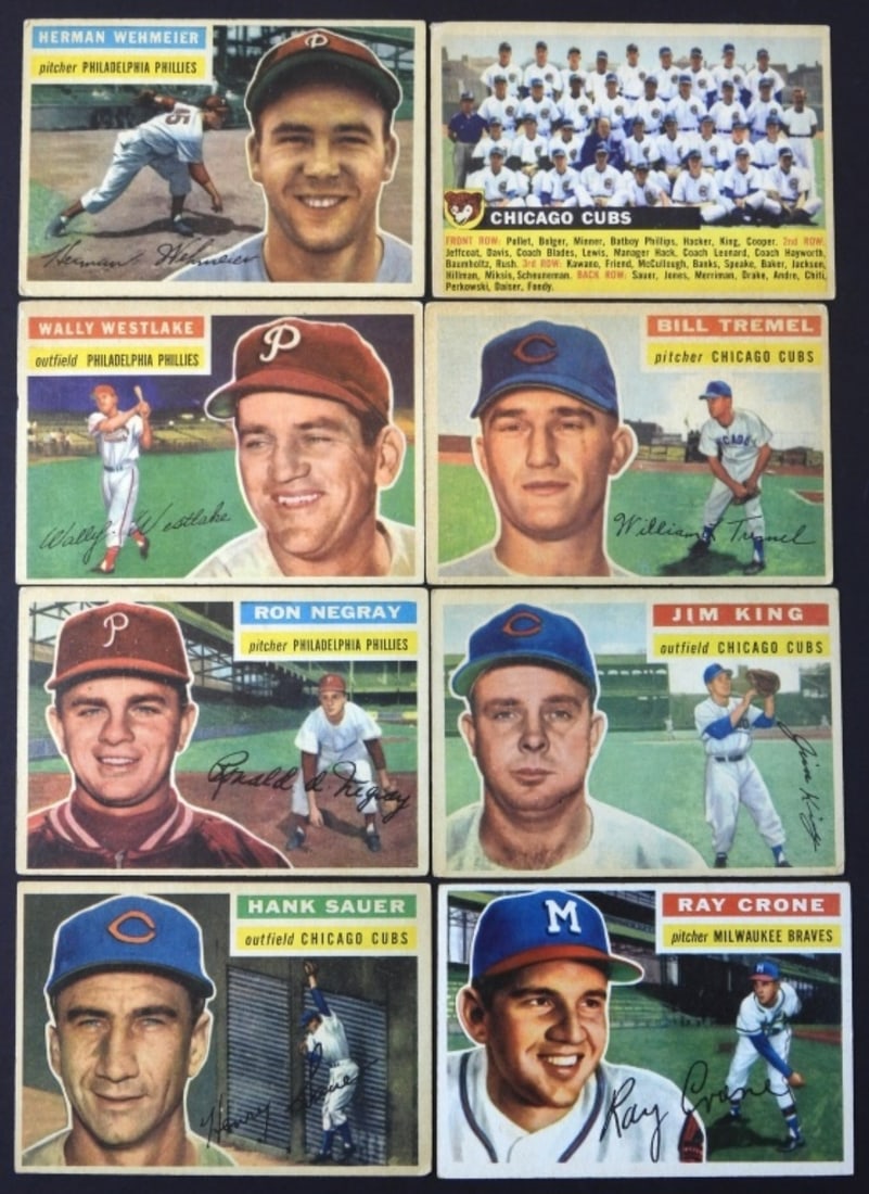 (8)1956 TOPPS- ASSORTED TEAMS & PLAYERS (1 of 2)