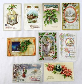 (9) ANTIQUE CHRISTMAS POST CARDS