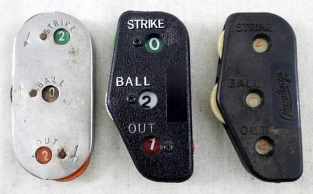 (3)BALL STRIKE OUT COUNTERS - (1) METAL