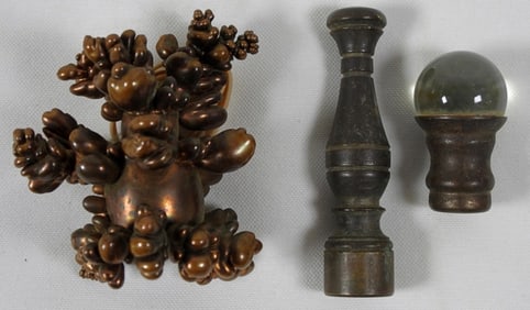 (3) ANTIQUE LAMP SHADE TOPPERS