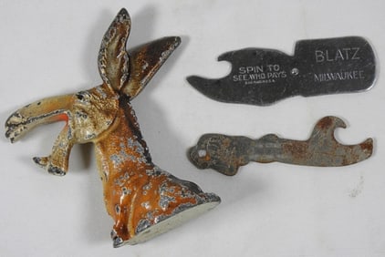 (3) BOTTLE OPENERS - DONKEY CAST IRON,
