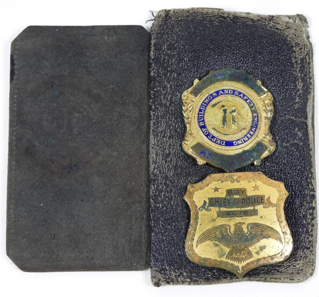 (2) BADGES - DEPT of BUILDING & SAFETY,: BOY CHIEF OF POLICE