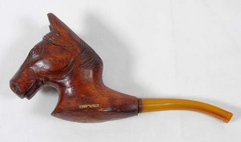 IMPORTED BRIAR WOOD CRAVED HORSE HEAD PIPE