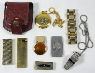 MONEY CLIPS, LIGHTERS, POCKET WATCH +