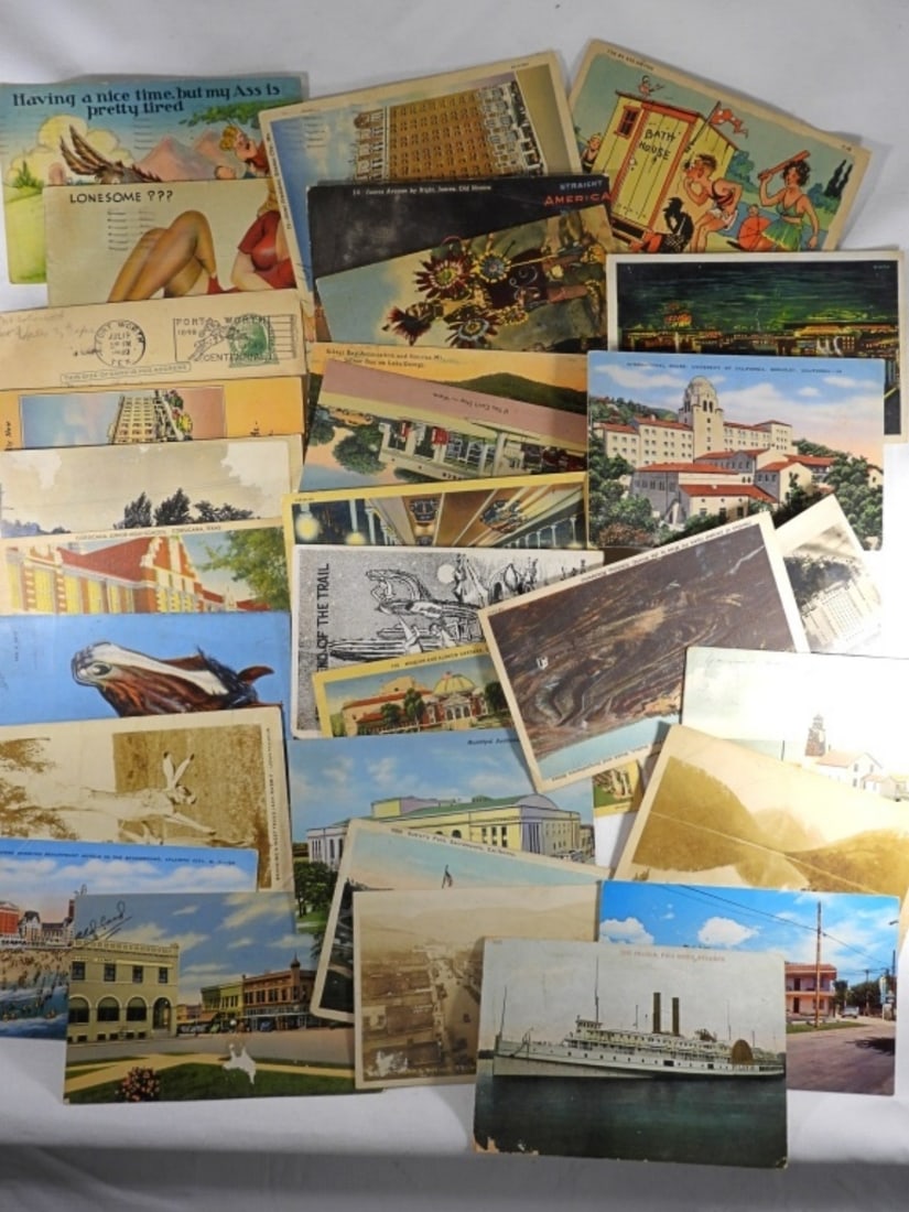 (30) VINTAGE POSTCARDS - VARIOUS TYPES: MANY WRITTEN ON - 1940s & OLDER