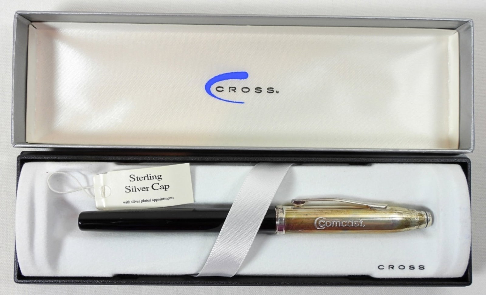 CROSS CENTURY II ROLLERBALL PEN IN CASE: STERLING SILVER CAP - DOES NOT WORK - IN ORIGINAL BOX