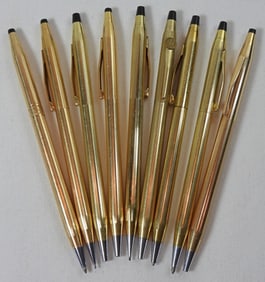 CROSS GOLD BALL POINT PENS & PENCILS LOT