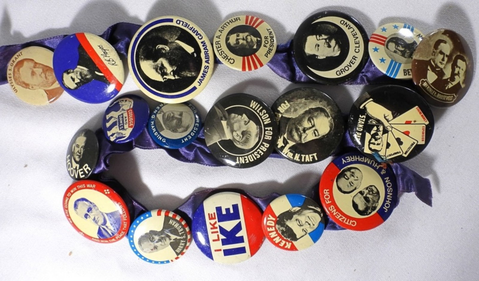 (18) POLITICAL BUTTONS GRANT to KENNEDY: ALL DIFFERENT - SEE PICS on RIBBON