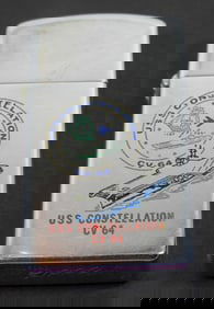 1977 UNSEALED FIRED ''USS CONSTELLATION'' ZIPPO