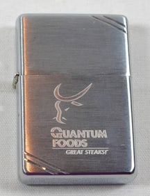 2002 UNSEALED FIRED ''QUANTUM FOODS'' ZIPPO
