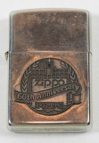 1992 UNSEALED FIRED ''60TH ANNIVERSARY'' ZIPPO