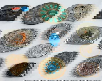 )10) VARIETY WESTERN STYLE BELT BUCKLES