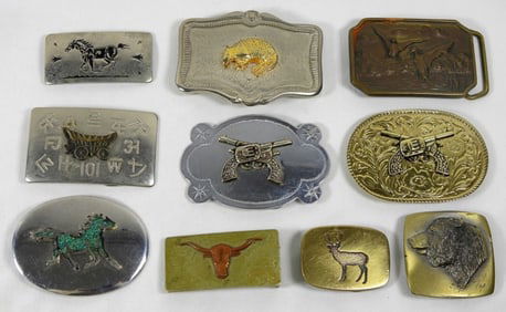 (10) VARIETY WESTERN STYLE BELT BUCKLES