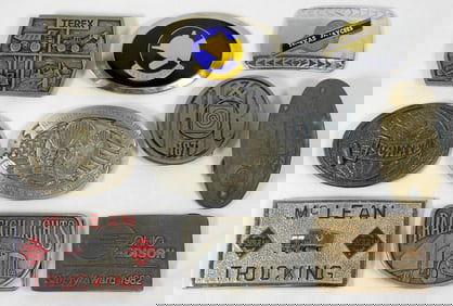 (10) VARIETY CAR AND CLUB STYLE BELT BUCKLES