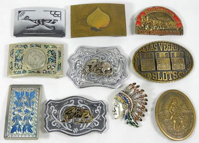 (10) VARIETY WESTERN STYLE BELT BUCKLES