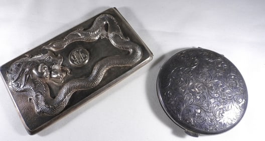 (2) METAL MAKEUP CONTAINERS