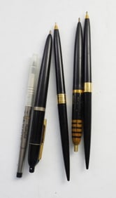 (5) VINTAGE BLACK & SILVER TONE PENS