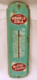 TIN DRINK DOUBLE COLA THERMOMETER
