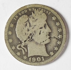1901-O BARBER SILVER QUARTER