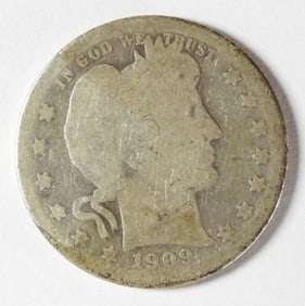1909-O BARBER SILVER QUARTER